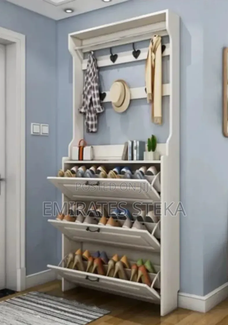 White Double Layered Bucket Flip Shoe Rack