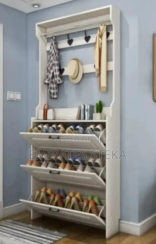 White Double Layered Bucket Flip Shoe Rack
