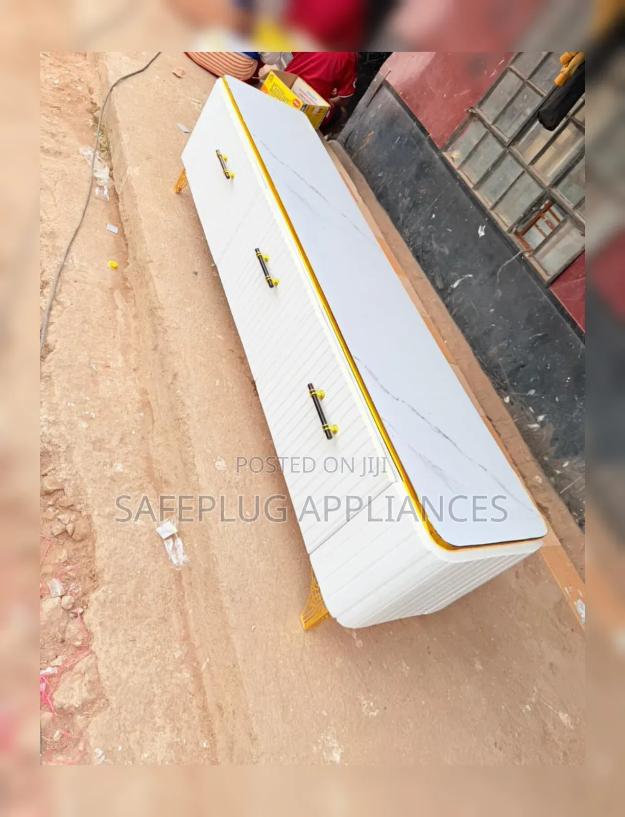 Executive Box TV Stand With Elegant Marble Top