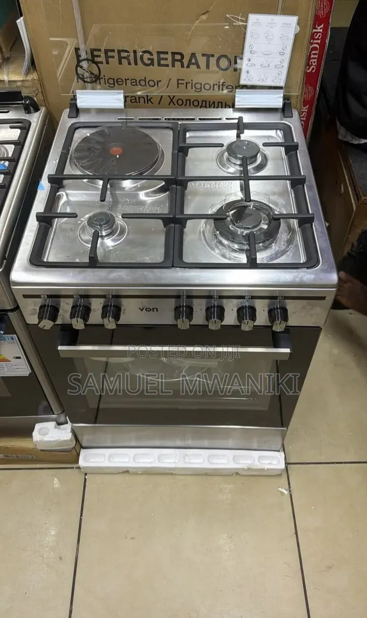 VON Cooker 3 Gas Wok + 1 Electric Cast Iron Pan Support Flame Failure
