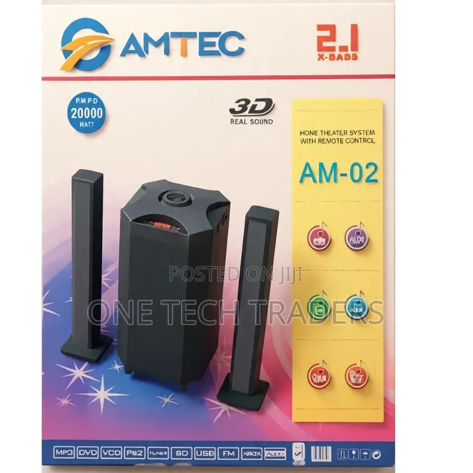 Amtec AM-02 2.1CH Woofer – Bluetooth, USB, SD, FM, AUX + Remote