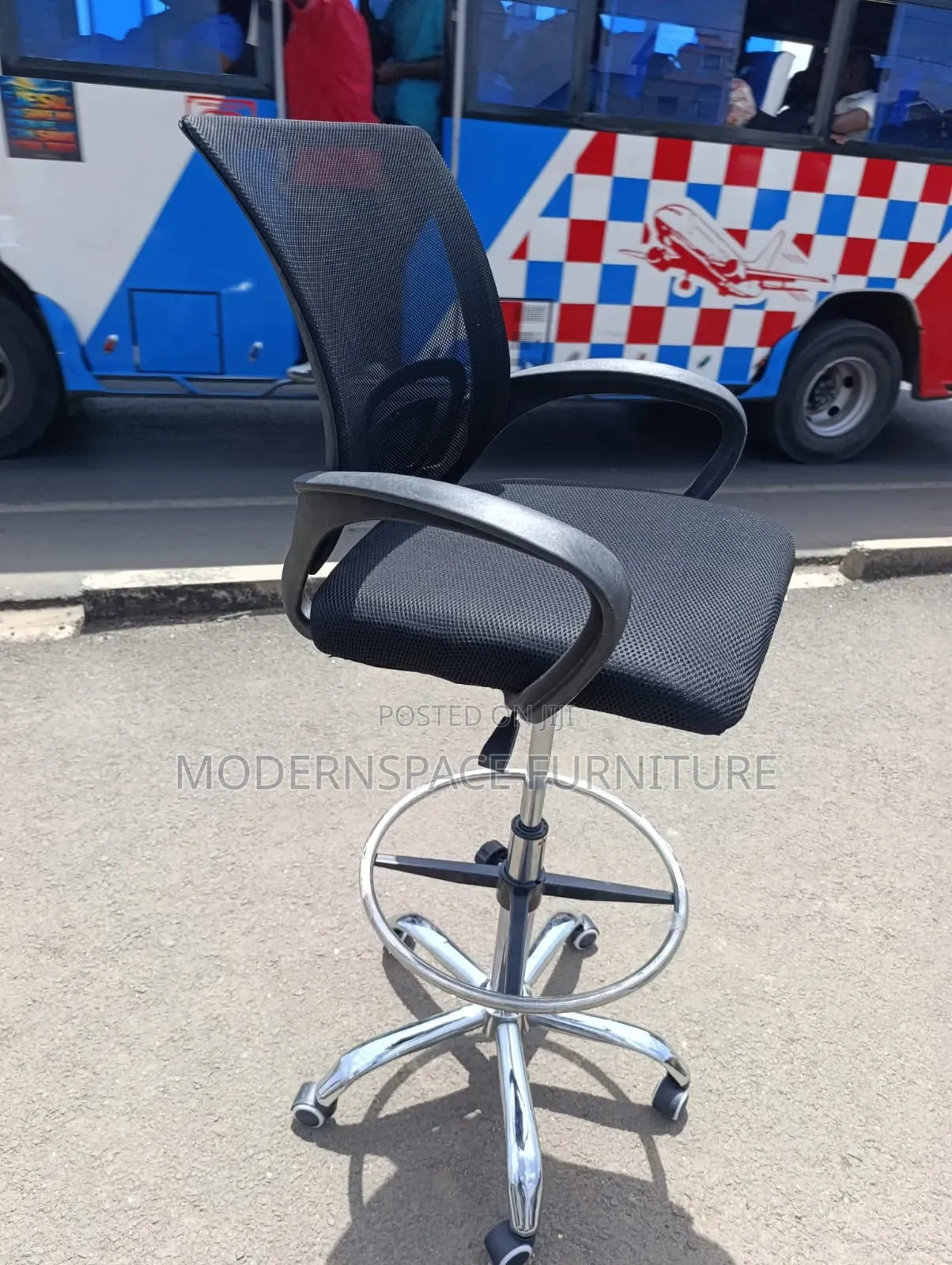 Counter Height Mesh Office Chair -With Footrest