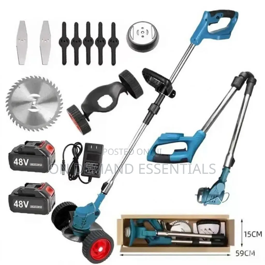 Foldable, Cordless Lawn Mower With Wheels