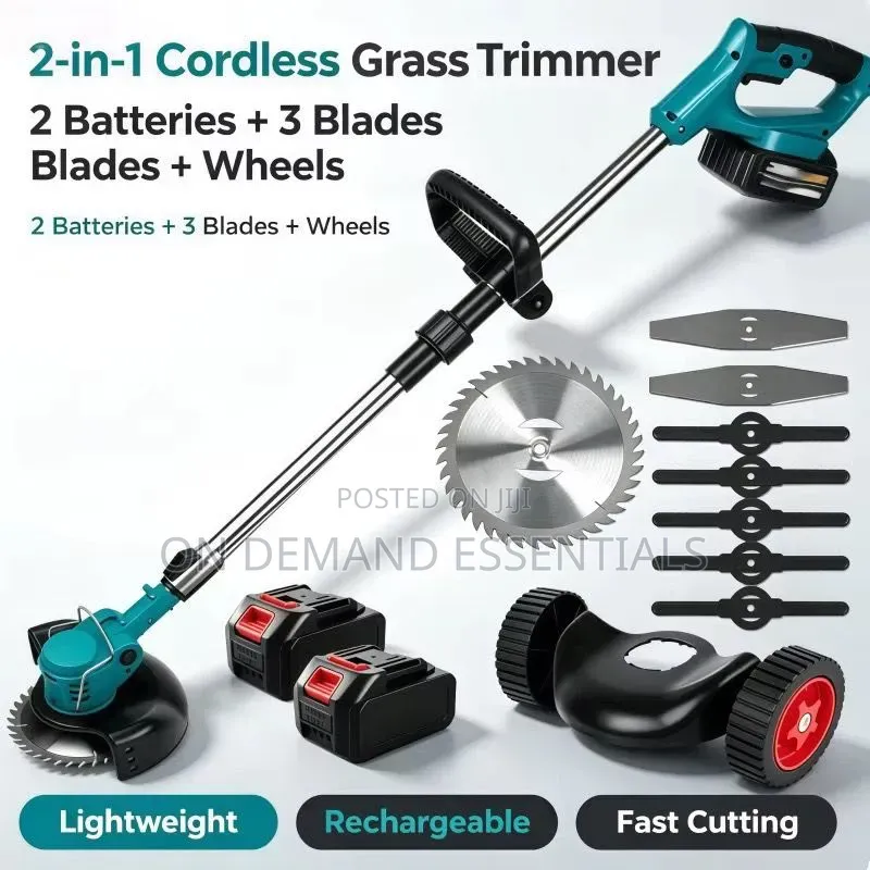 Foldable, Cordless Lawn Mower With Wheels