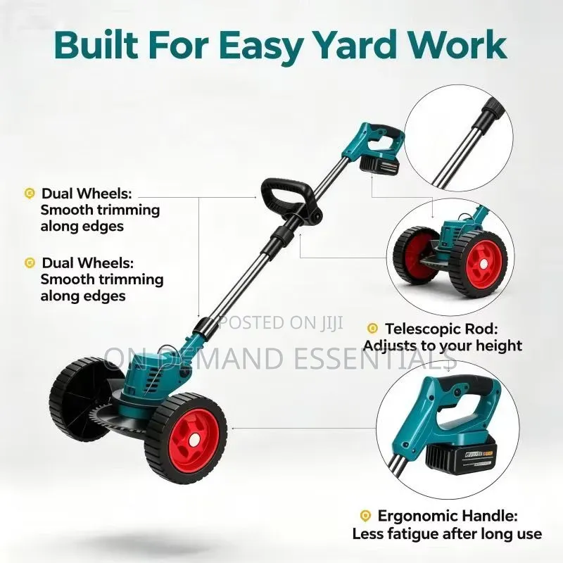 Foldable, Cordless Lawn Mower With Wheels