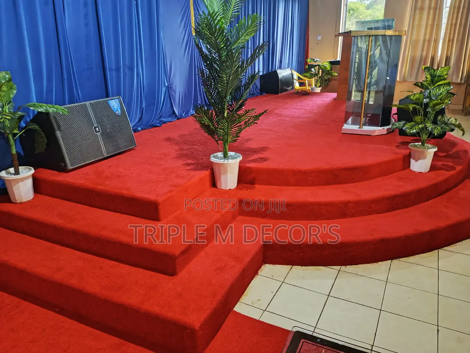 Long Life Red 4mm Delta Wall to Wall Carpet for High-Traffic Pulpits