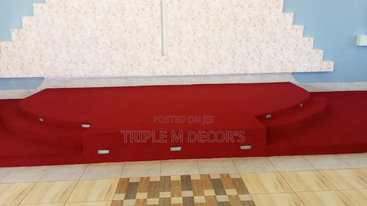 High Traffic 4mm Red Wall to Wall Carpet Ideal for Church Pulpit