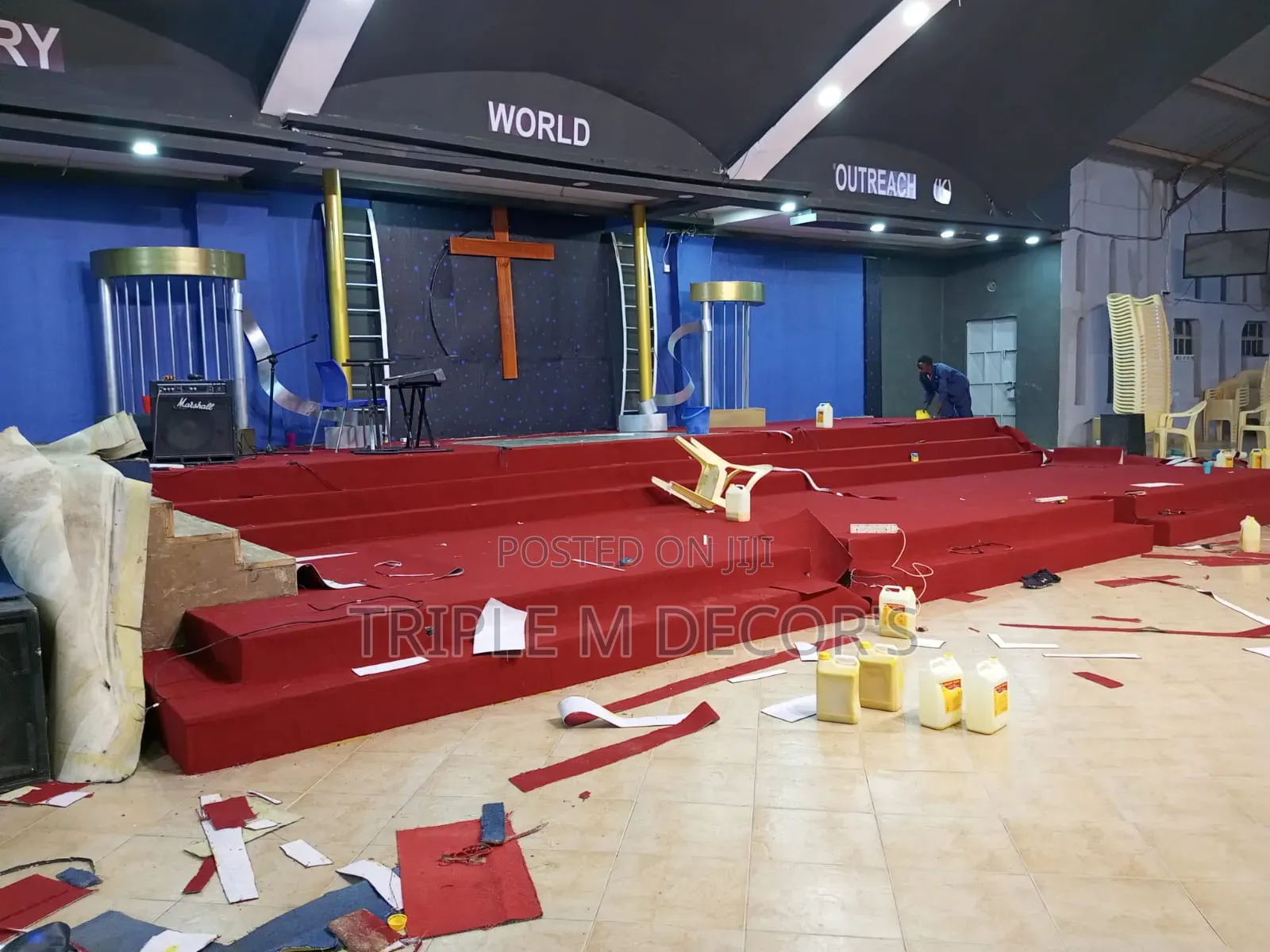 Special 4mm Red Wall to Wall Carpet for Church Pulpit & Stage