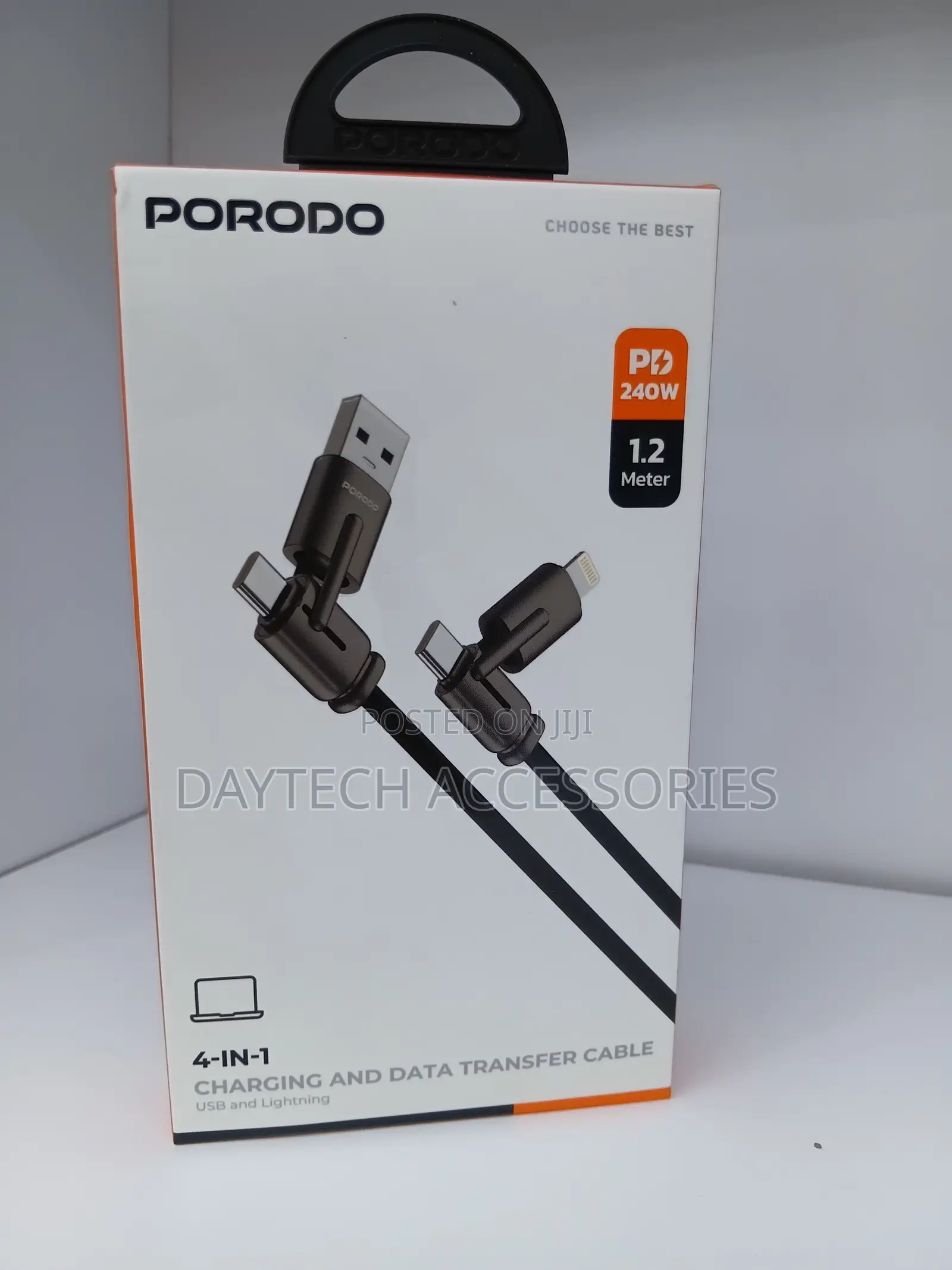 The Porodo 240W 4-in-1 Charging and Data Transfer Cable 1.2-Meter.