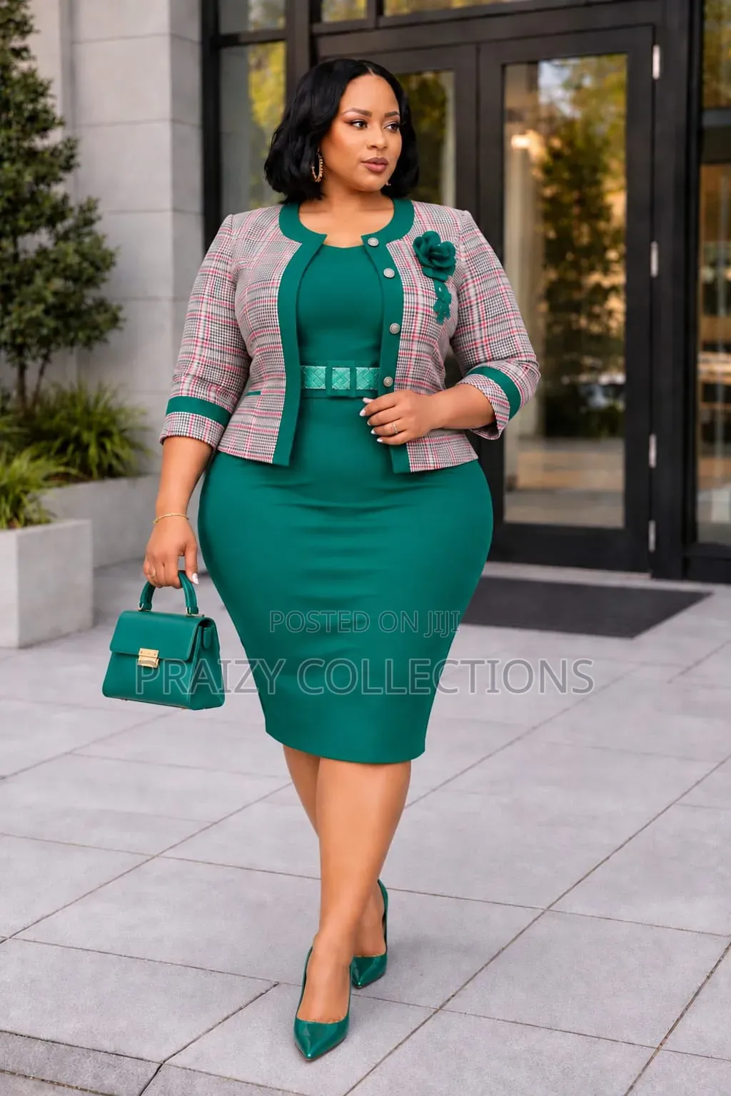 Elegant 2-Pieces Trim Coat +Dress Set