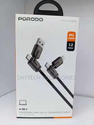 Porodo 4 in 1 Cable 1.2m Cable for Charging & Data Syncing 240W