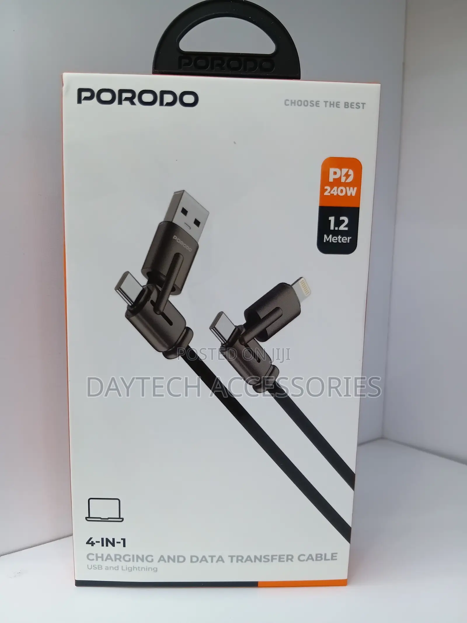 Porodo 4 in 1 Cable 1.2m Cable for Charging & Data Syncing 240W