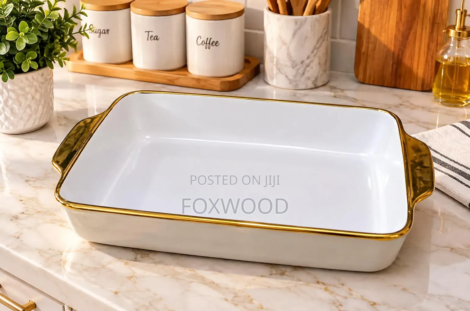 *Gold Ring Ceramic Baking Tray Big