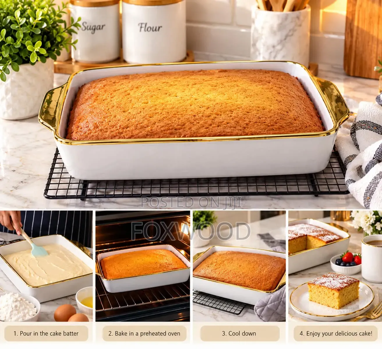 *Gold Ring Ceramic Baking Tray Big