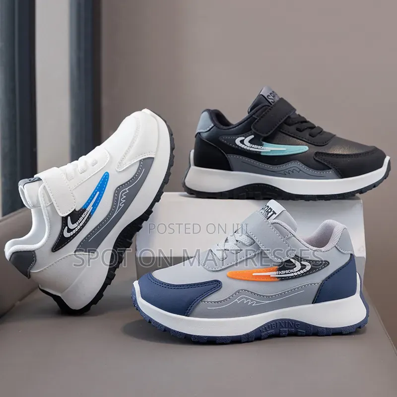 Boys' Classic Sneakers. Black/White/Blue. Sizes 26-37.