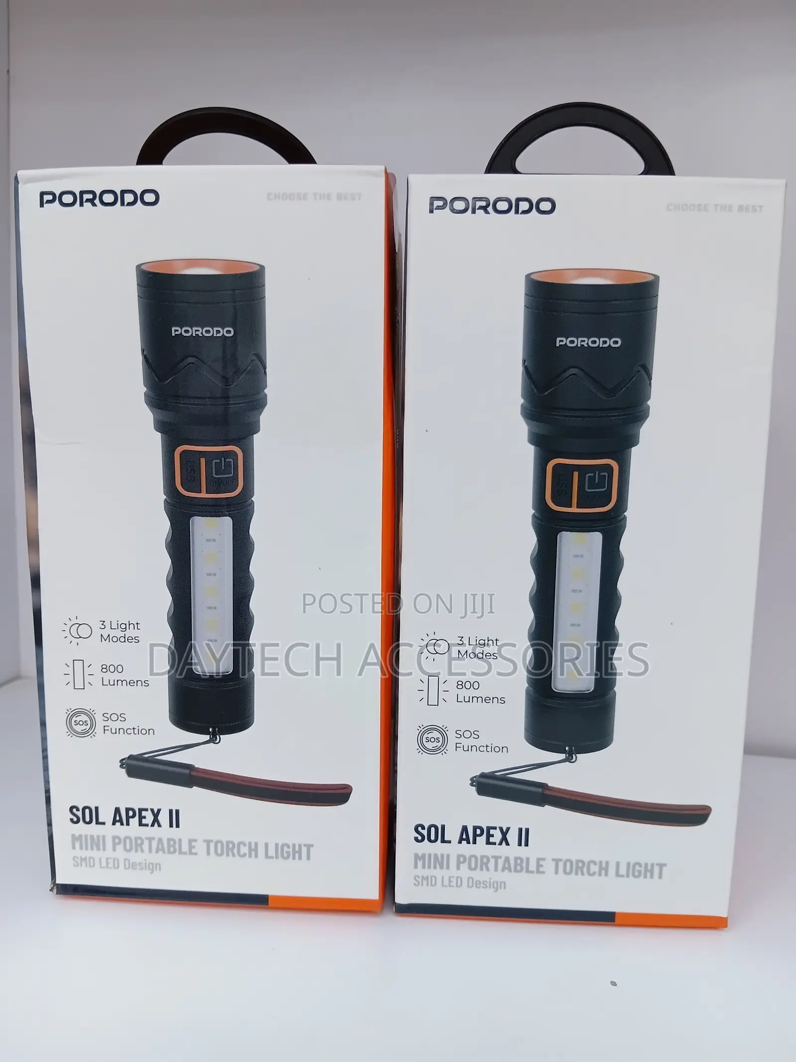 Porodo Sol Apex II Portable Torch Light in Black