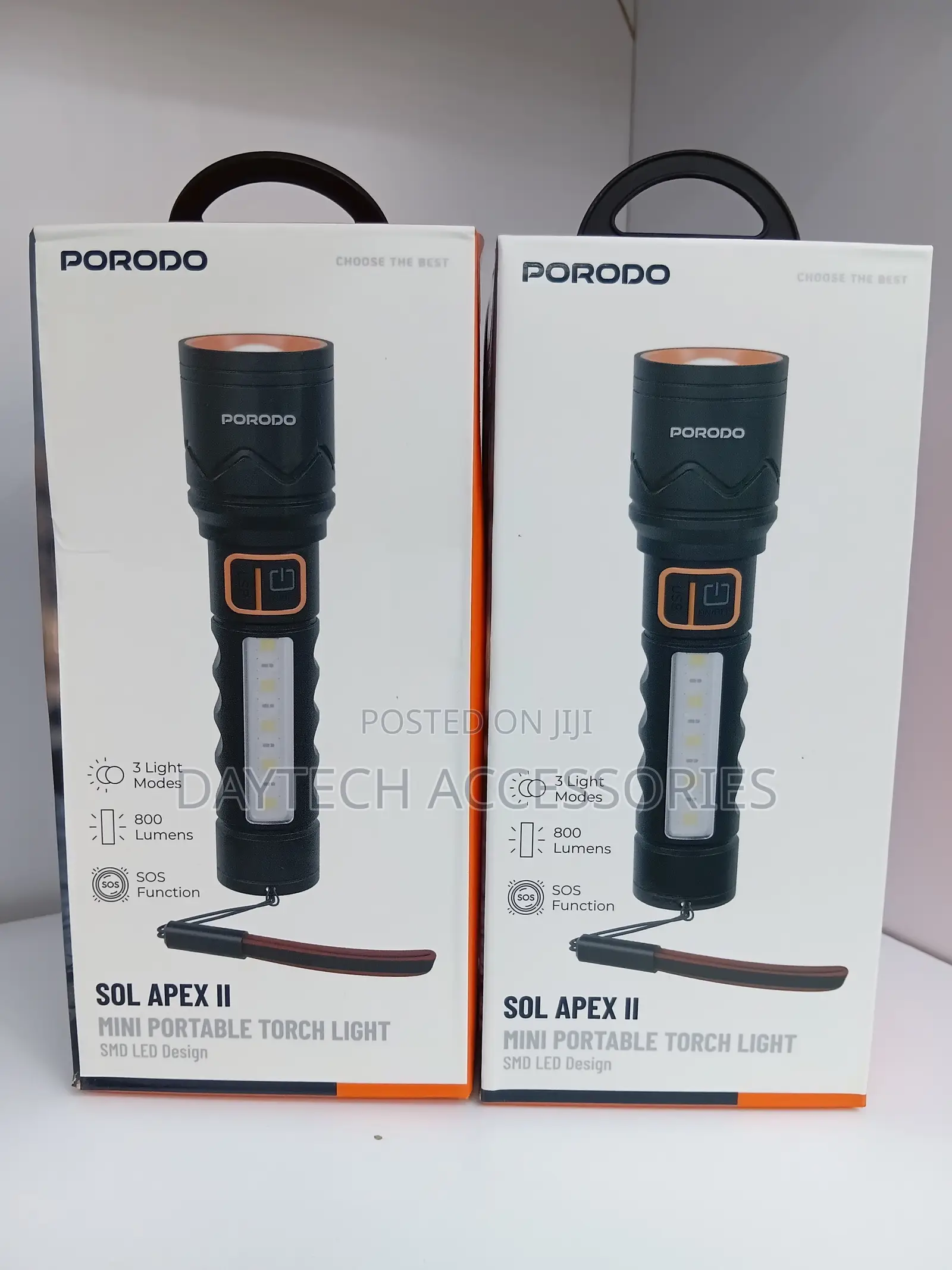 Porodo Sol Apex II Portable Torch Light in Black