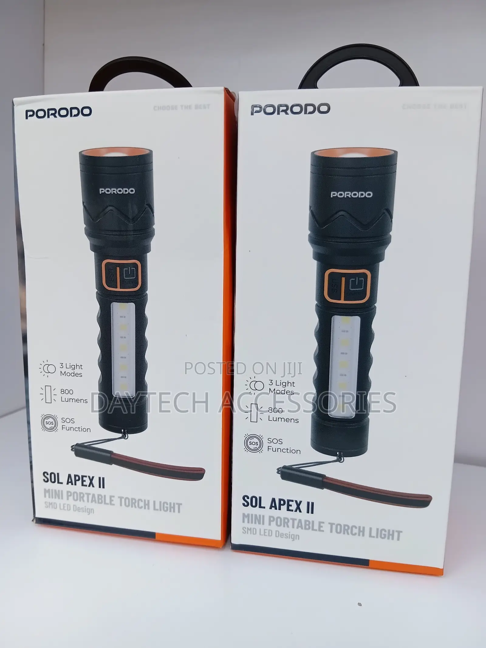 Porodo Sol Apex II Portable Torch Light in Black