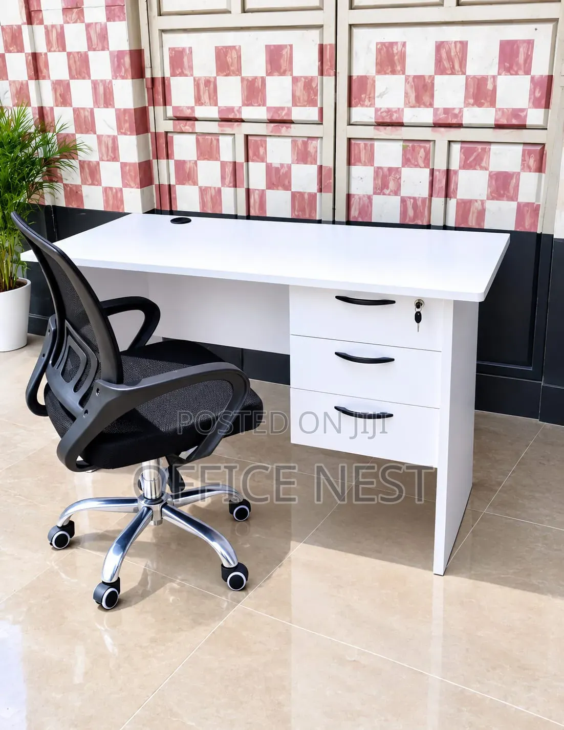 Office Working Desk and Swivel Mesh Chair