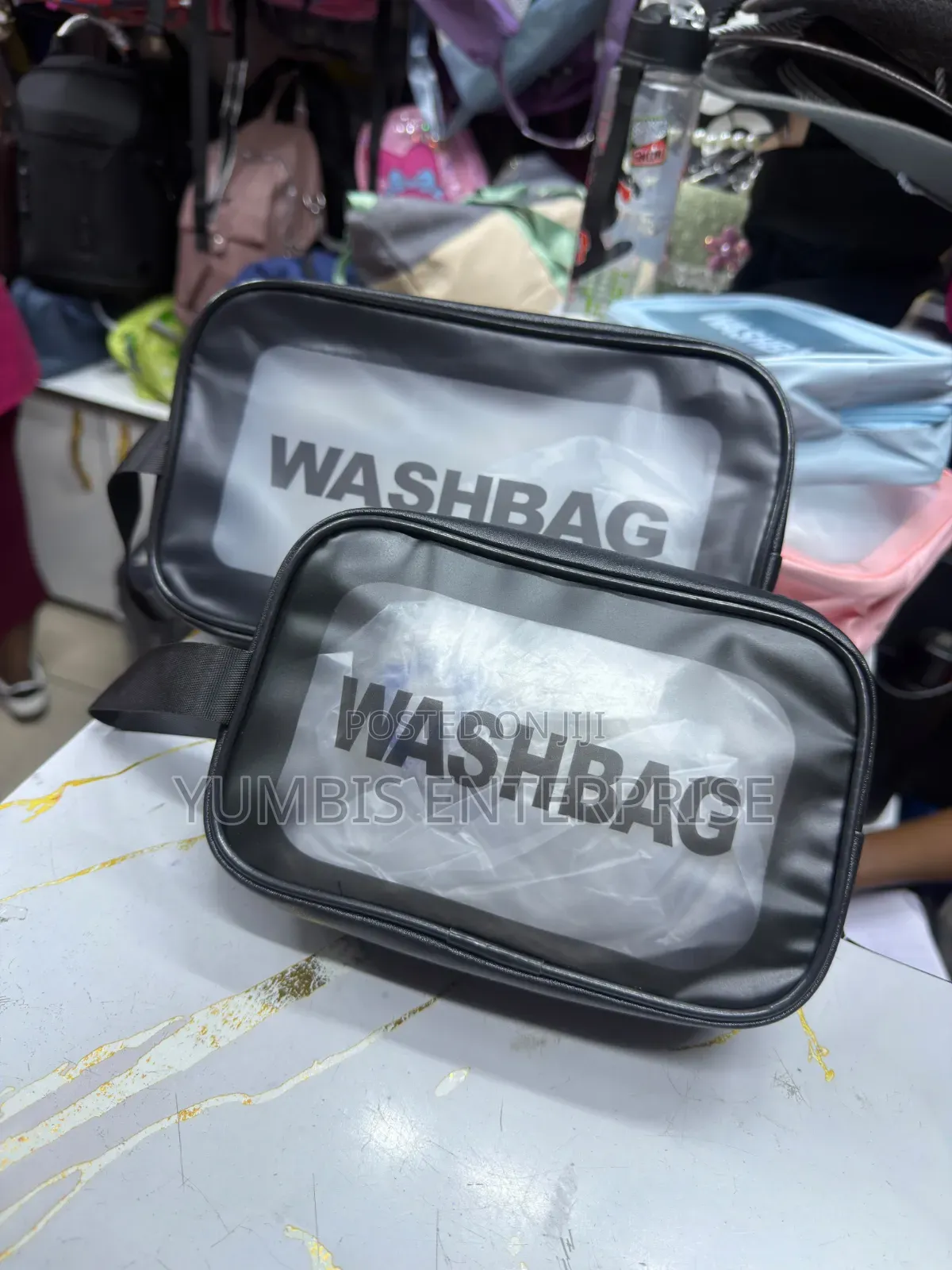 Black 2 in 1 Set of Wash Bags Toiletries Bags