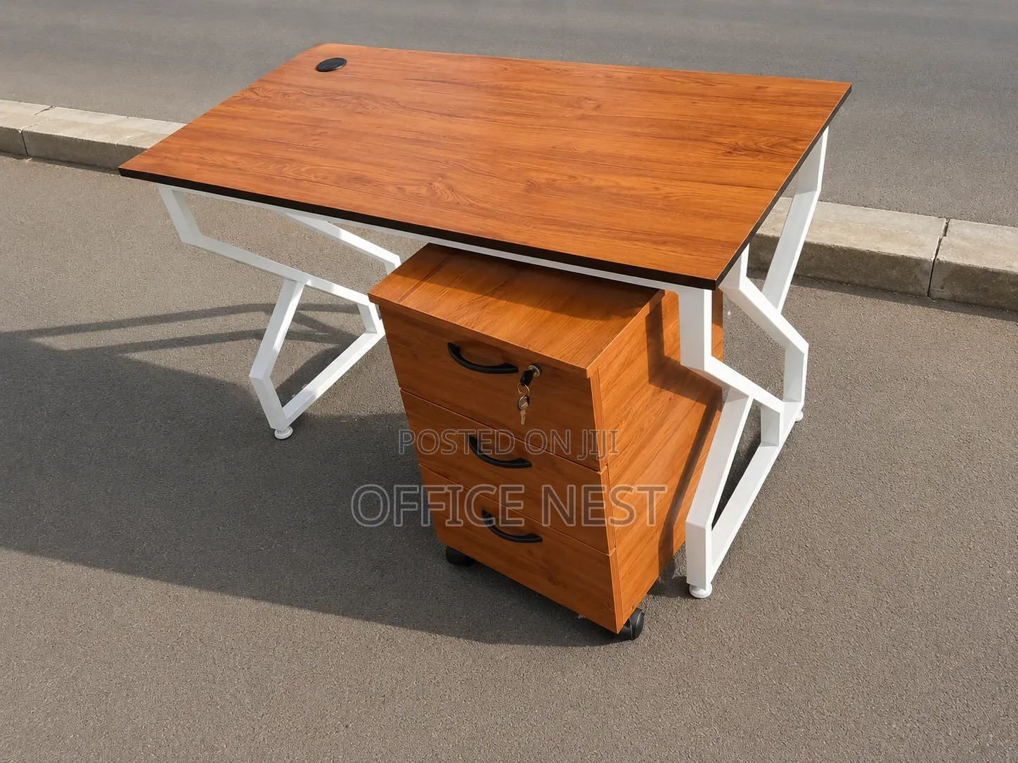 Executive Office Desk & High Back Office Chair Set – Wooden 3 Drawers