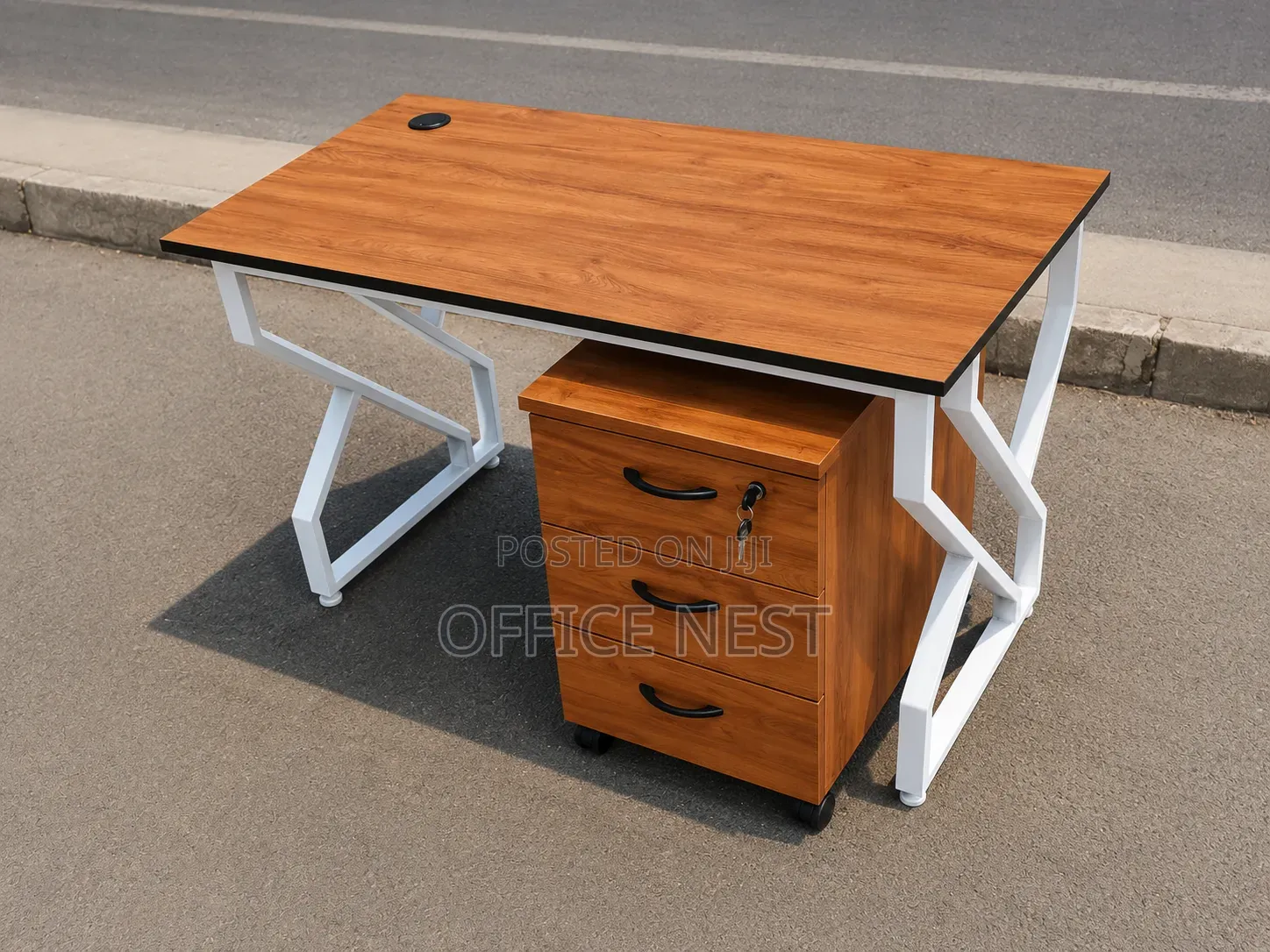 Executive Office Desk & High Back Office Chair Set – Wooden 3 Drawers