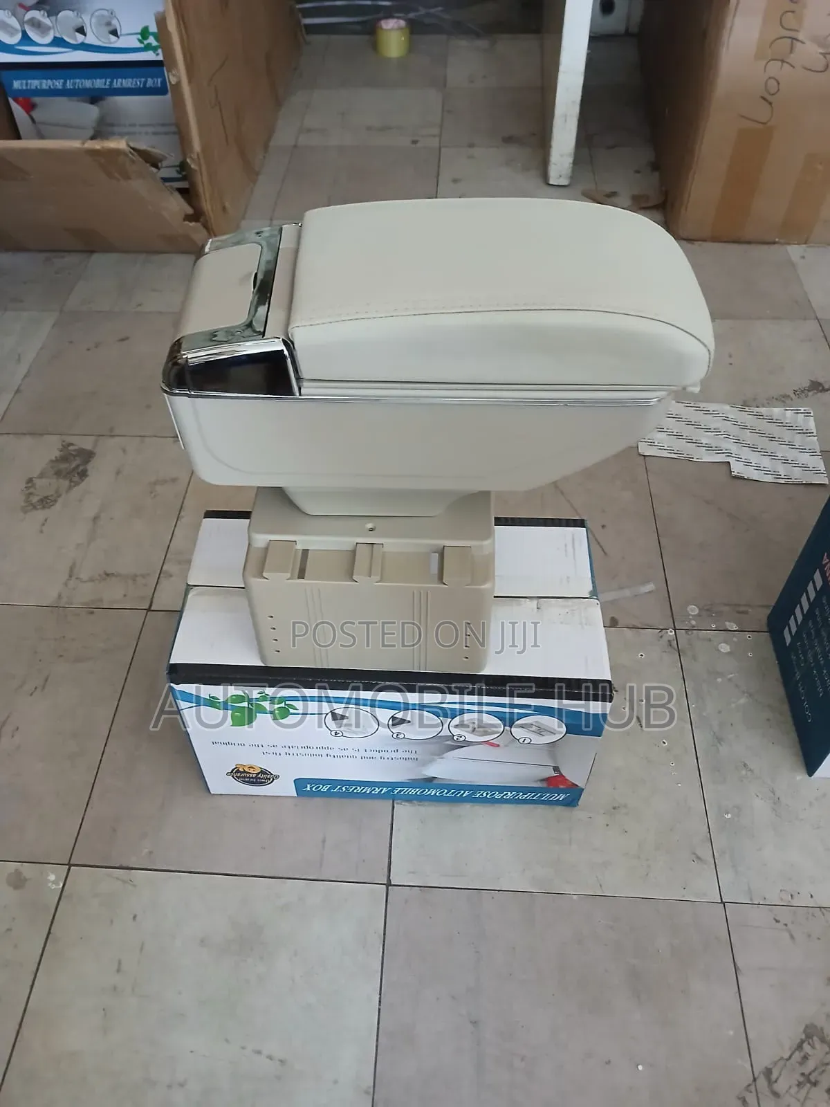 Universal Beige Car Armrest / Console Box – Fits All Cars