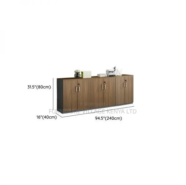 Credenza Cabinet; Lockable 6 Door Wooden Credenza Storage Cabinet