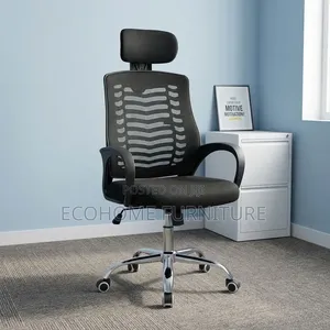 Office Chair – Black Mesh With Headrest