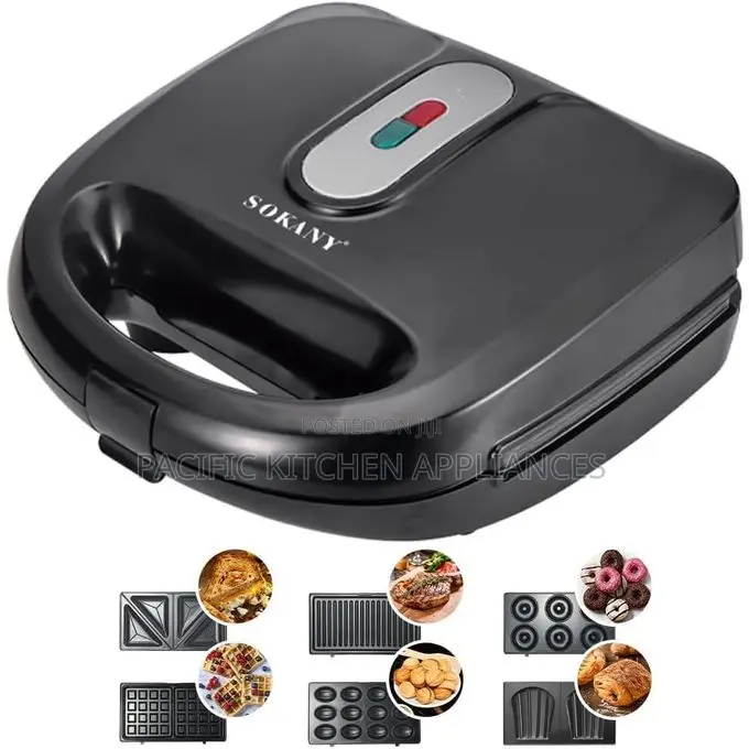 6-in-1 Multi-Plate Sandwich Maker With Non-Stick Heating