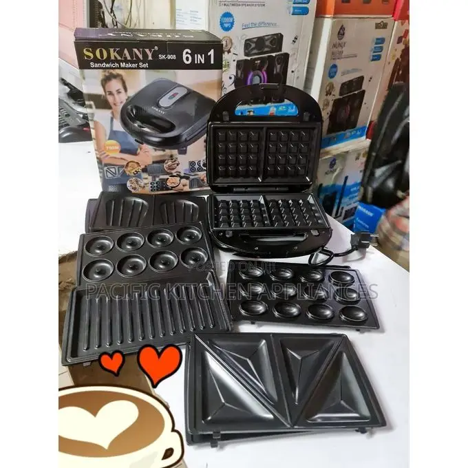 6-in-1 Multi-Plate Sandwich Maker With Non-Stick Heating