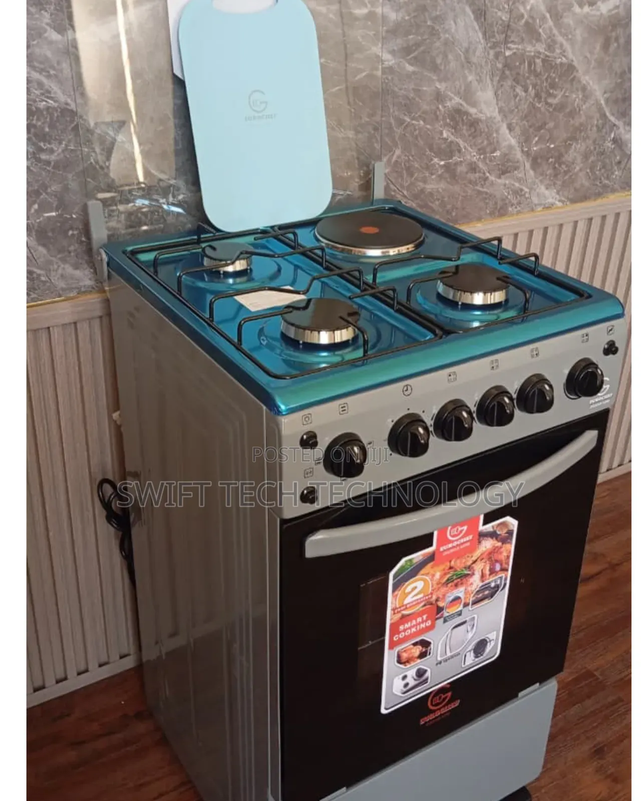 *Eurochef Free Standing 3 Gas Burner +1 Electric Cooker