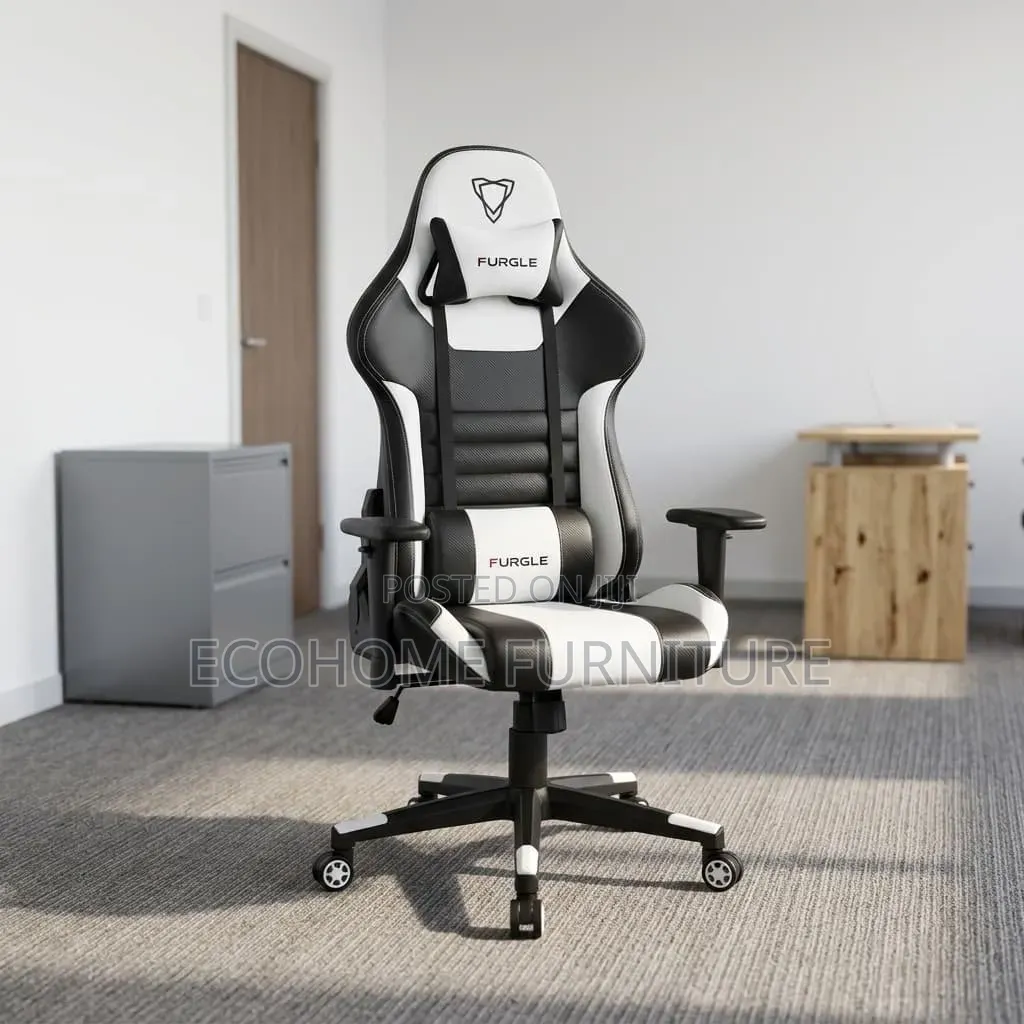 Gaming Chair – Black and White Racing Style