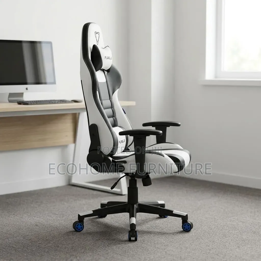 Gaming Chair – Black and White Racing Style