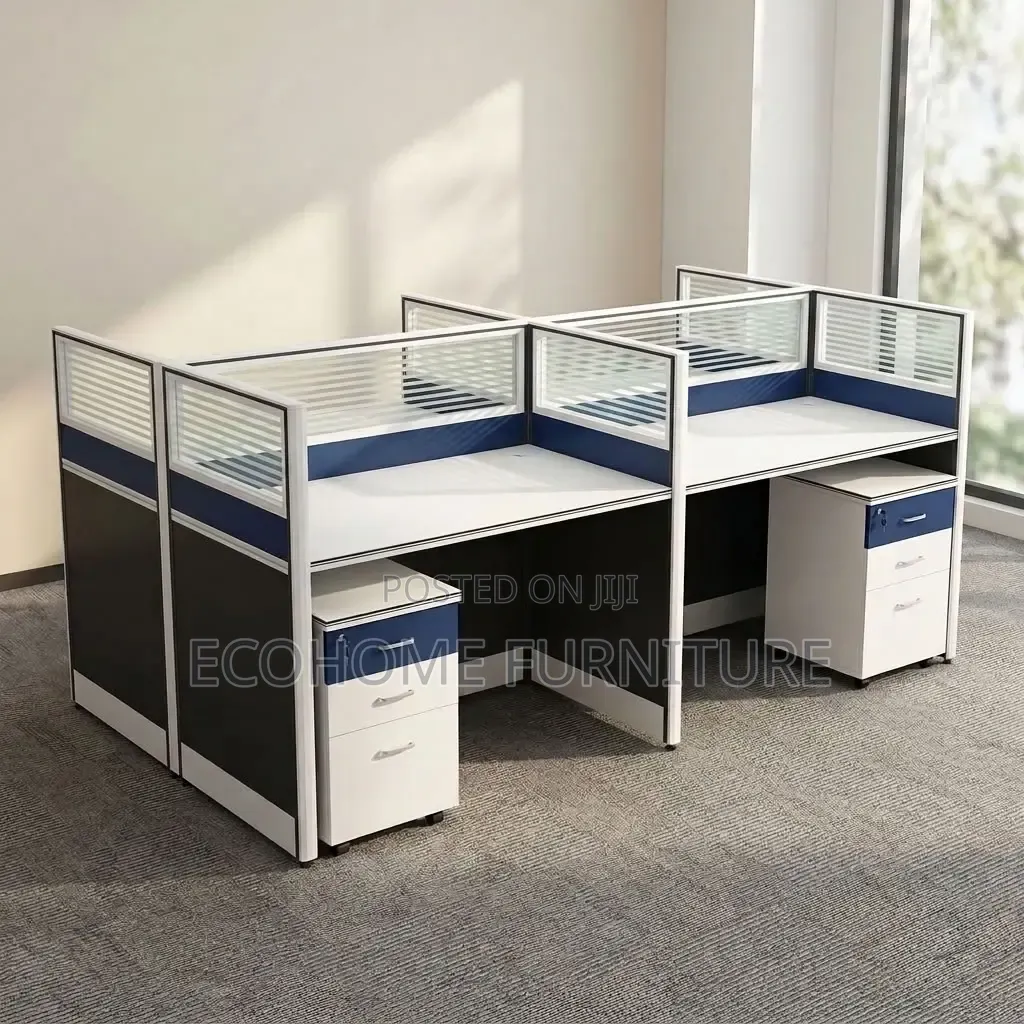Office Workstation – Double Desk With Privacy Partitions