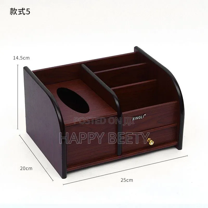 Multifunctional Desk Organizer With Inbuilt Tissue Box Compartment