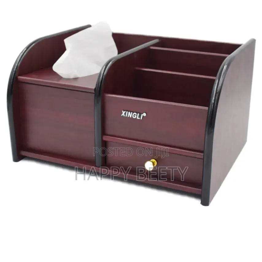 Multifunctional Desk Organizer With Inbuilt Tissue Box Compartment