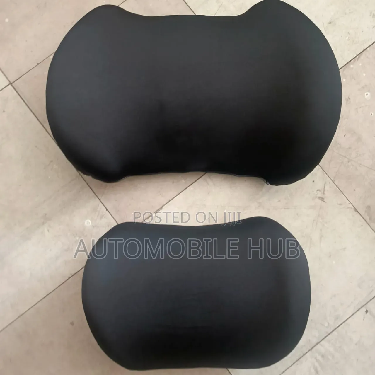 • Universal Car Lumbar Back Support & Headrest Set (Black)