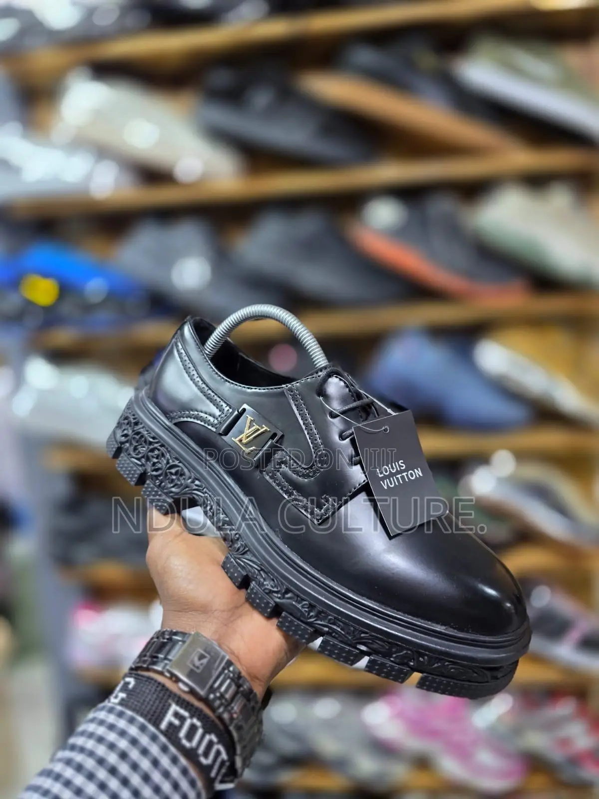 Louis Vuitton Black Patent Leather Chunky Derby Shoes