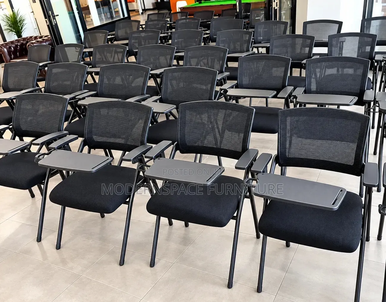 Black Mesh Training Chairs With Writing Tablet
Ji