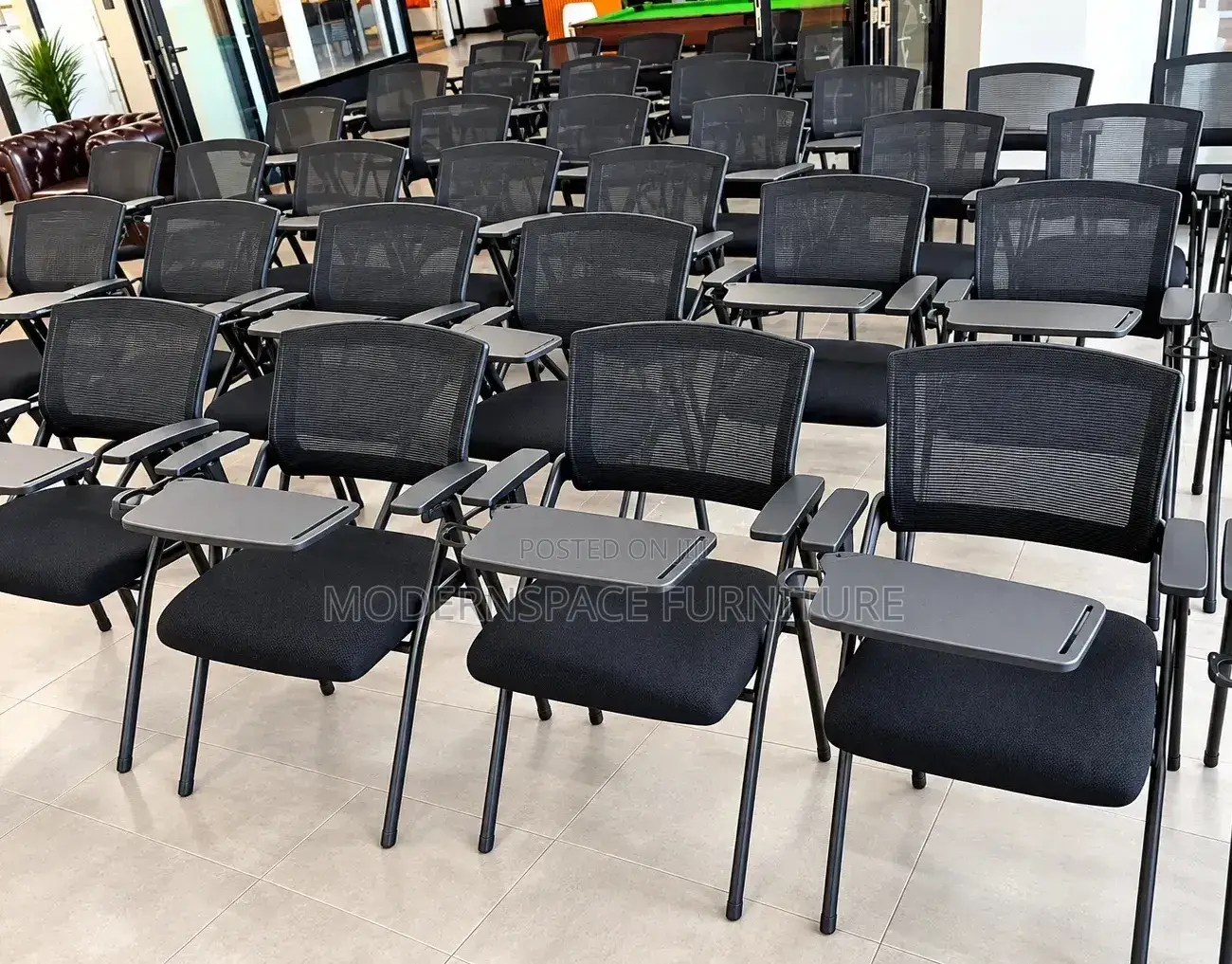 Black Mesh Training Chairs With Writing Tablet
Ji