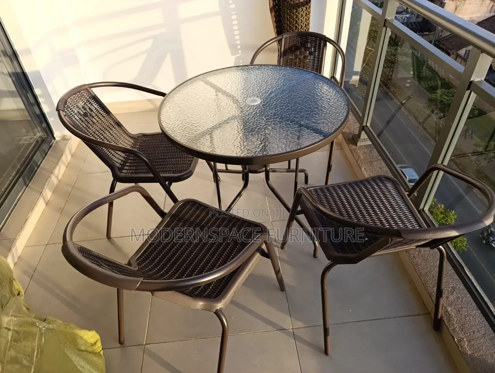 Brown Outdoor Set - Stackable Chairs
