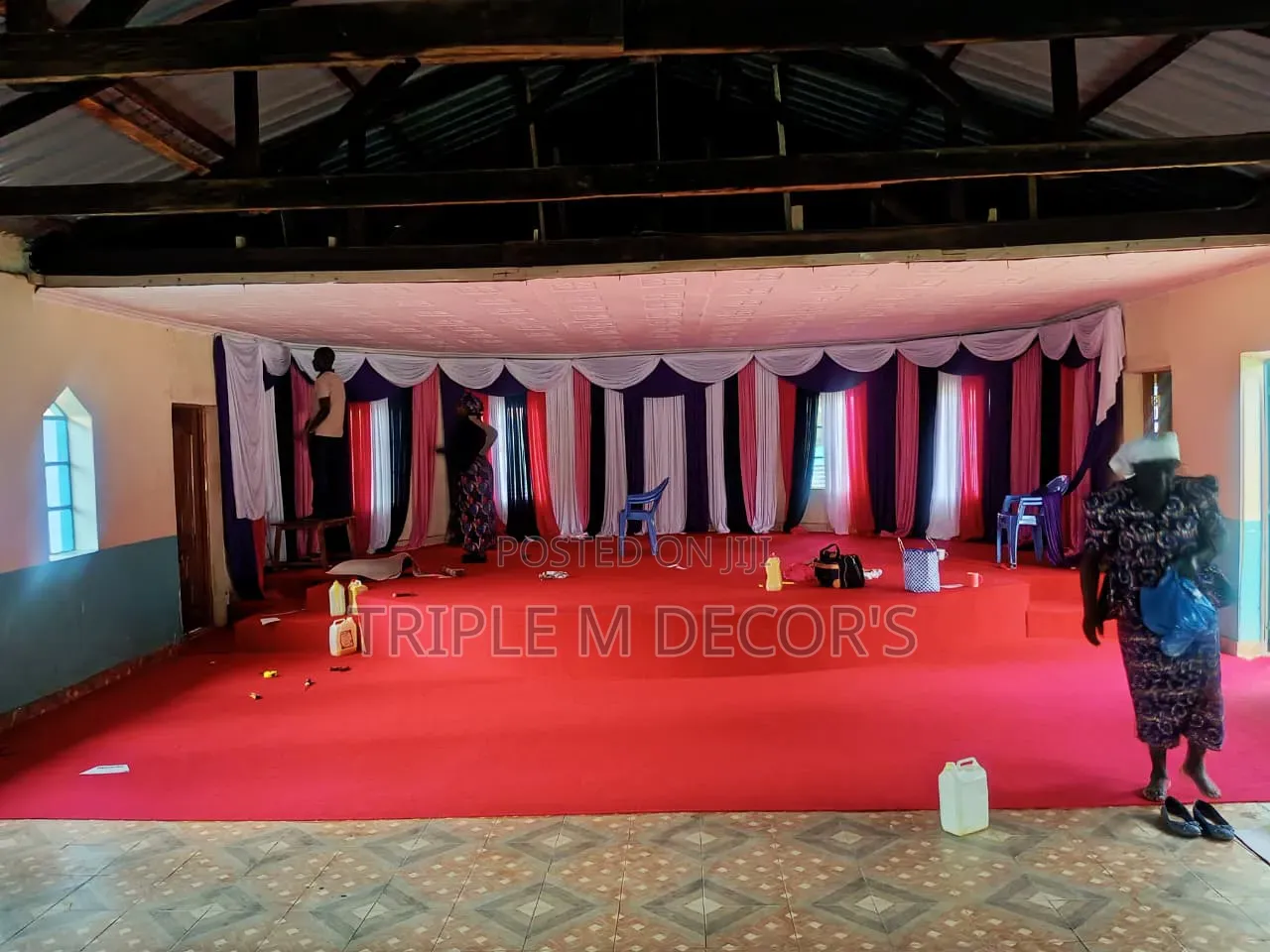 Red Pulpit Carpets Floor Wall to Wall Rugs Installation