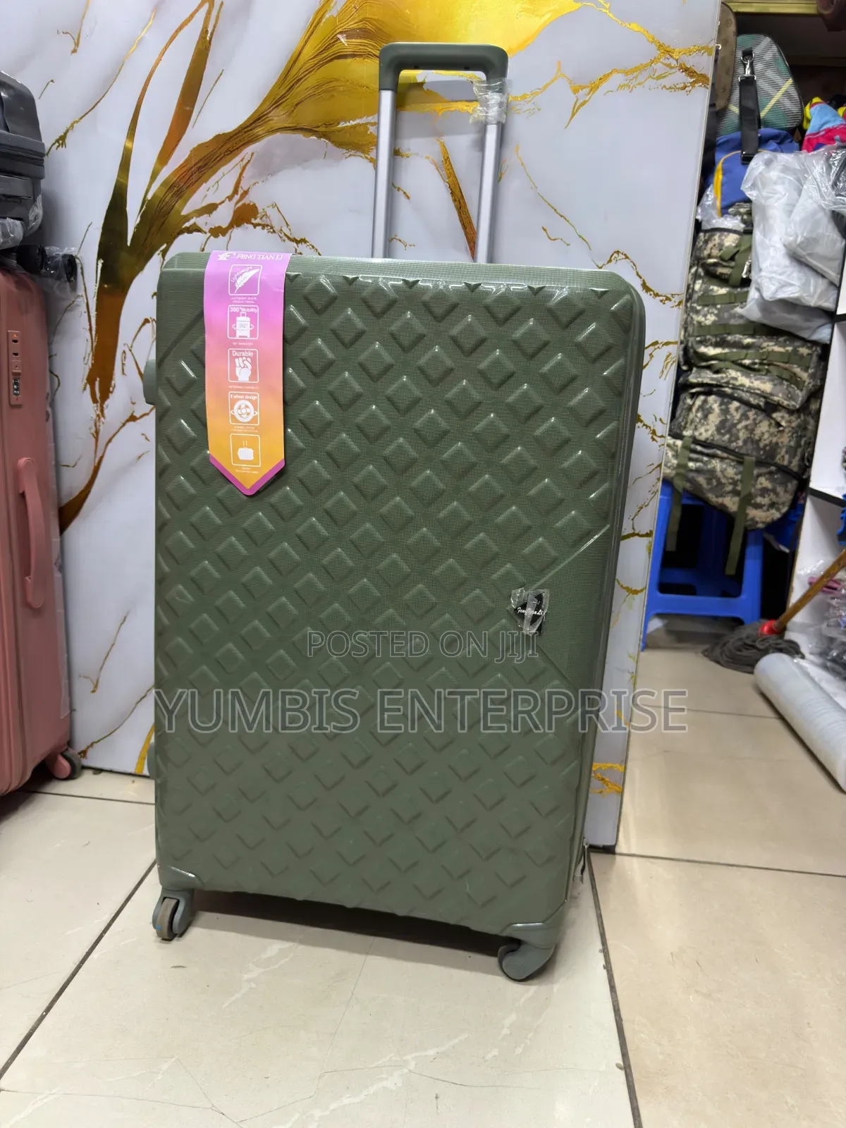 Extra Large Rubber Suitcase Height 75cm in Jungle Green 30" 