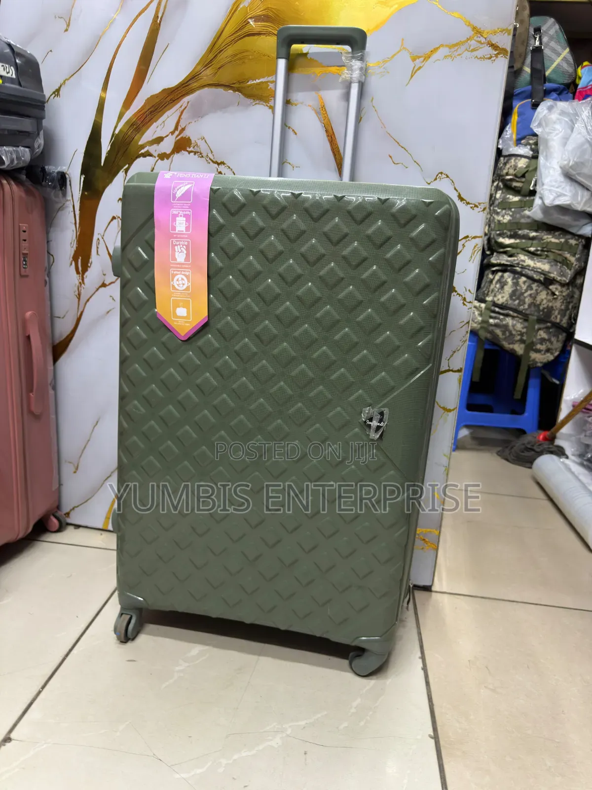 Extra Large Rubber Suitcase Height 75cm in Jungle Green 30" 