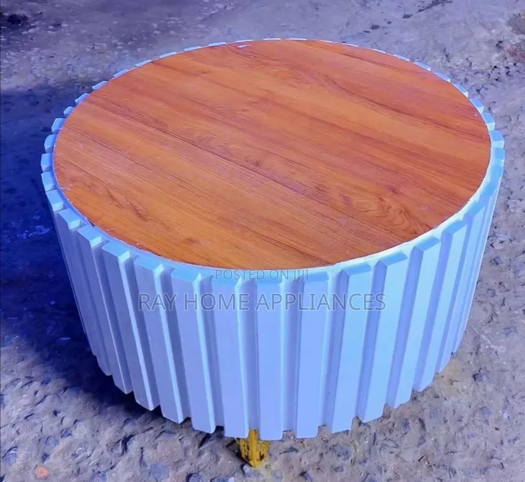 Modern White Brown Round Coffee Table