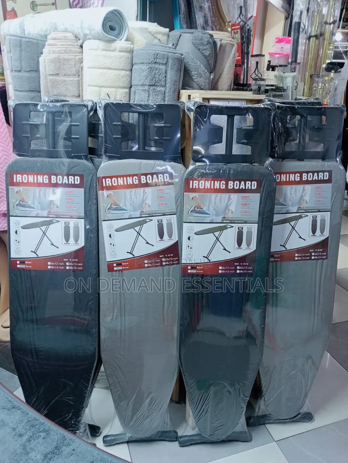 *Ironing Boards*
Size 33 by 110
 Colours Black and Grey