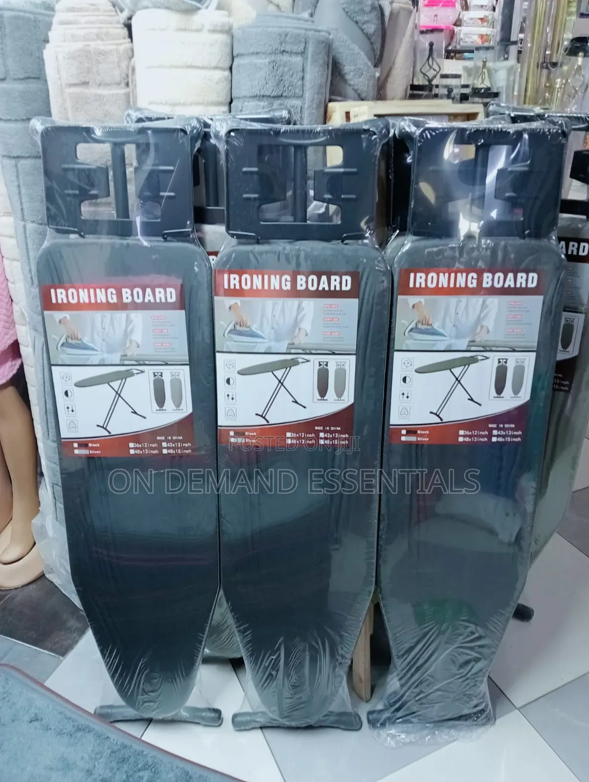 *Ironing Boards*
Size 33 by 110
 Colours Black and Grey