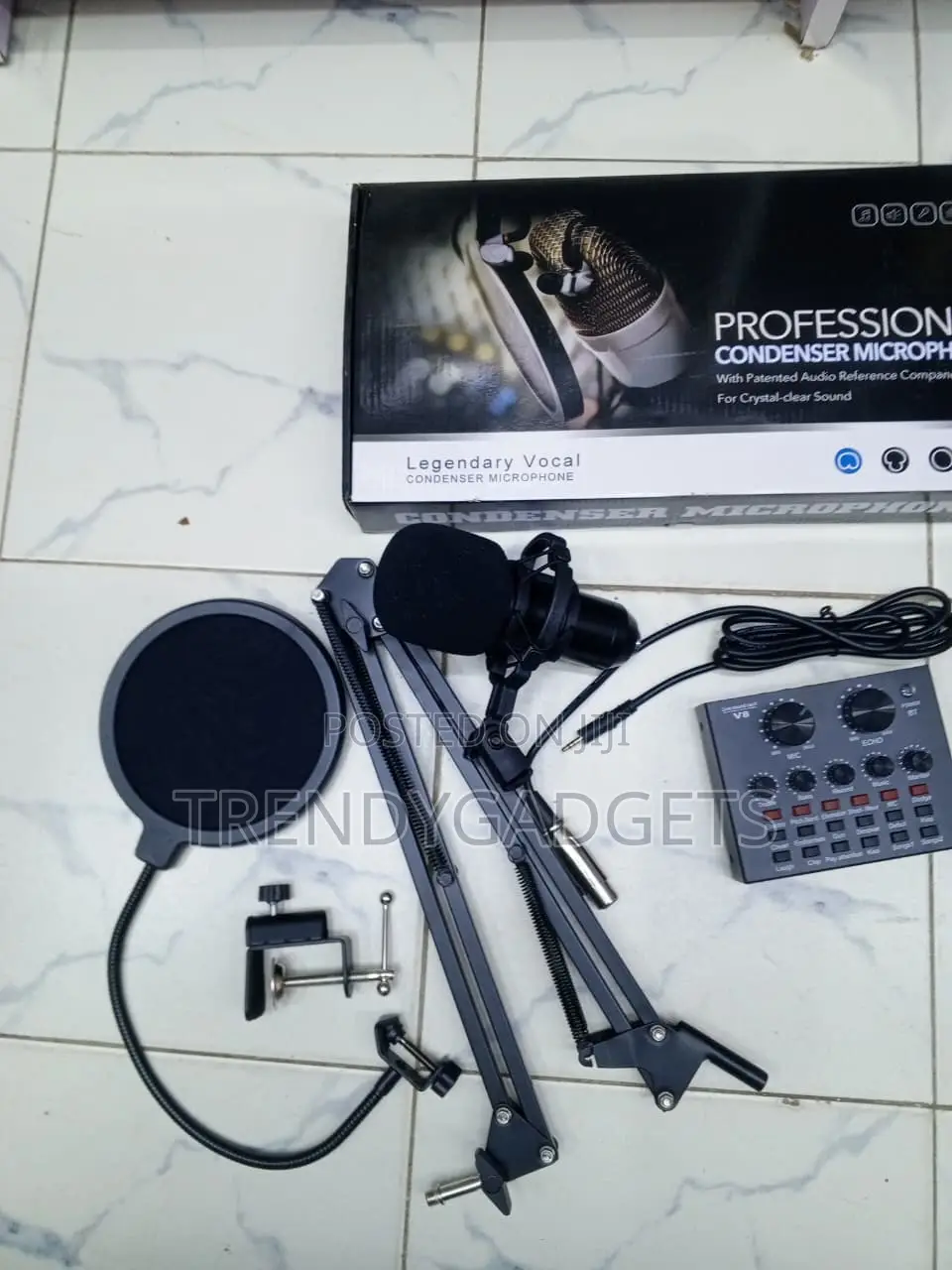 Legendary Vocal Microphone Kit With Shock Mount Pop Filter V8