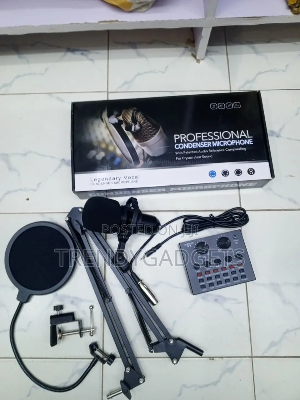 Legendary Vocal Studio Condenser Mic Kit With V8 Sound Card